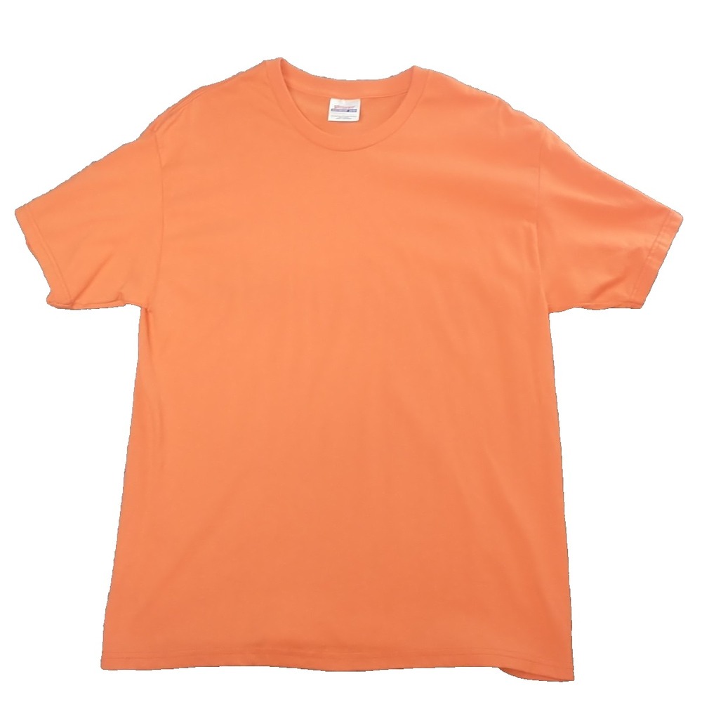 Hanes Heavyweight 50/50 Orange Short Sleeve T-Shirt Mens Large Solid Crewneck